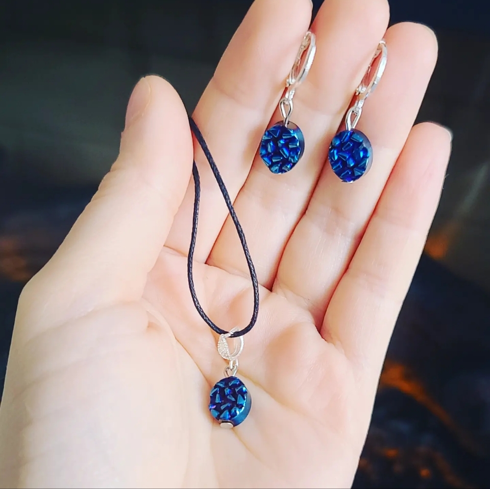 Royal Blue Hematite pendant